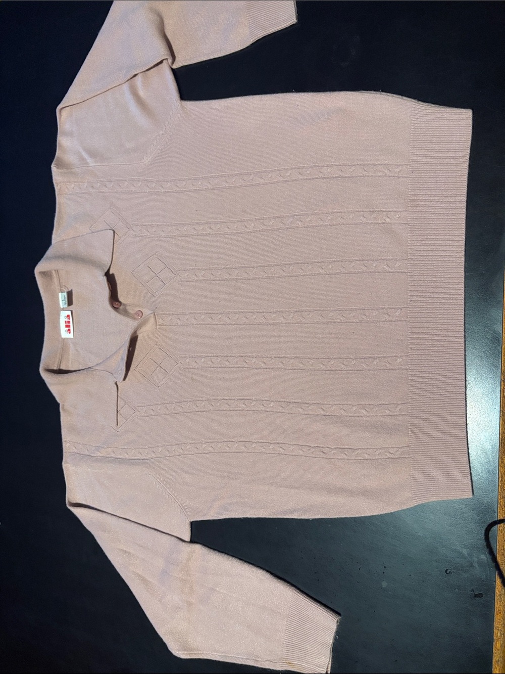 Alia Dusty Pink Cable Knit V-Neck Sweater